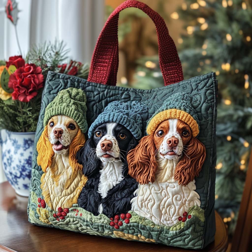 Winter Spaniels Quilted Tote Bag VTQ-Myprintsy