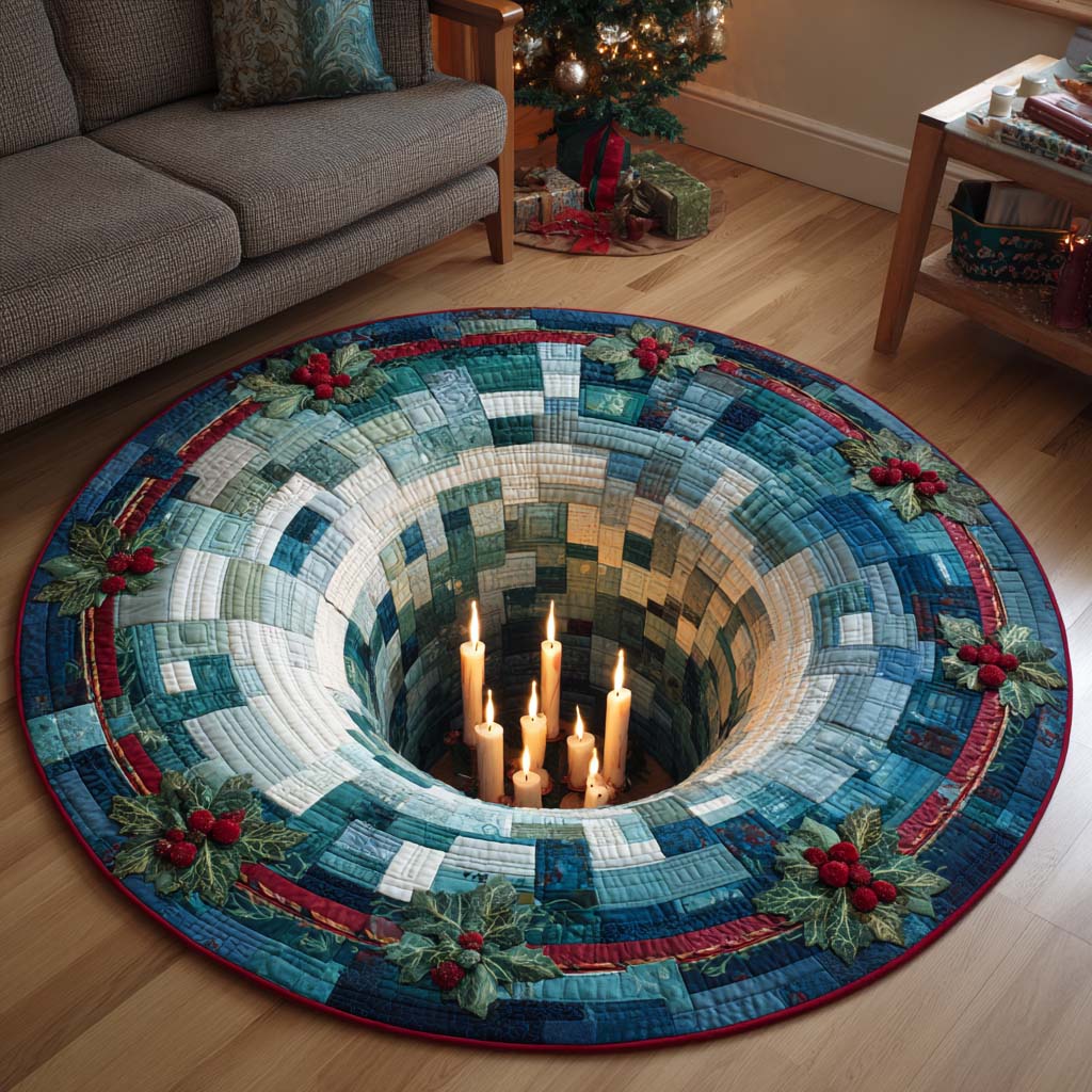 Winter Spiral Quilted Round Mat VTQ-Myprintsy