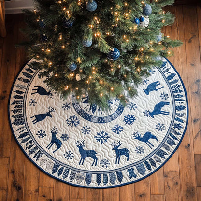 Winter Stag Christmas Quilted Tree Skirt-Myprintsy