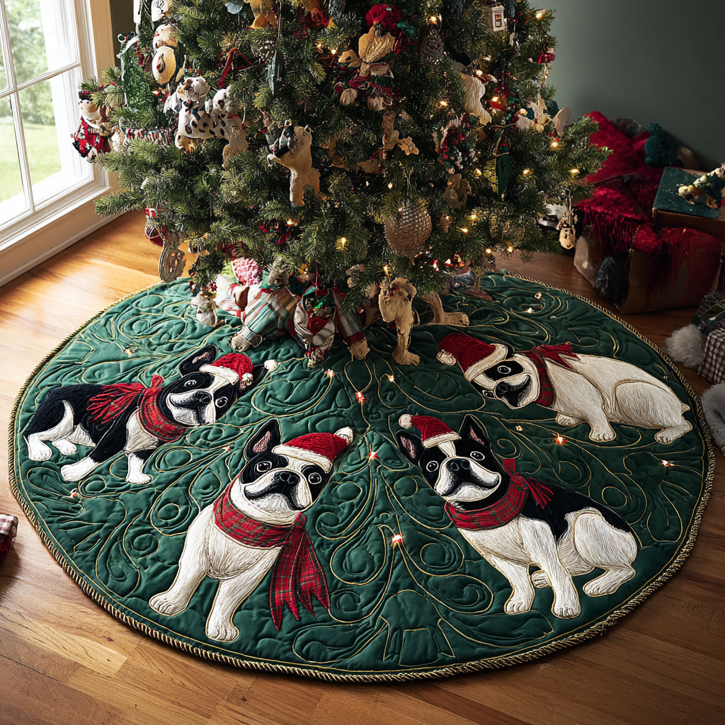 Winter Terrier Delight Quilted Christmas Tree Skirt VTQ-Myprintsy