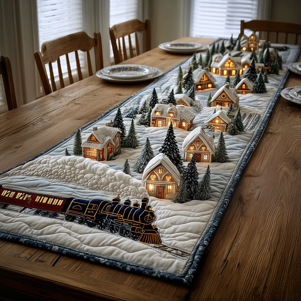 Winter Train Quilted Table Runner VTQ-Myprintsy