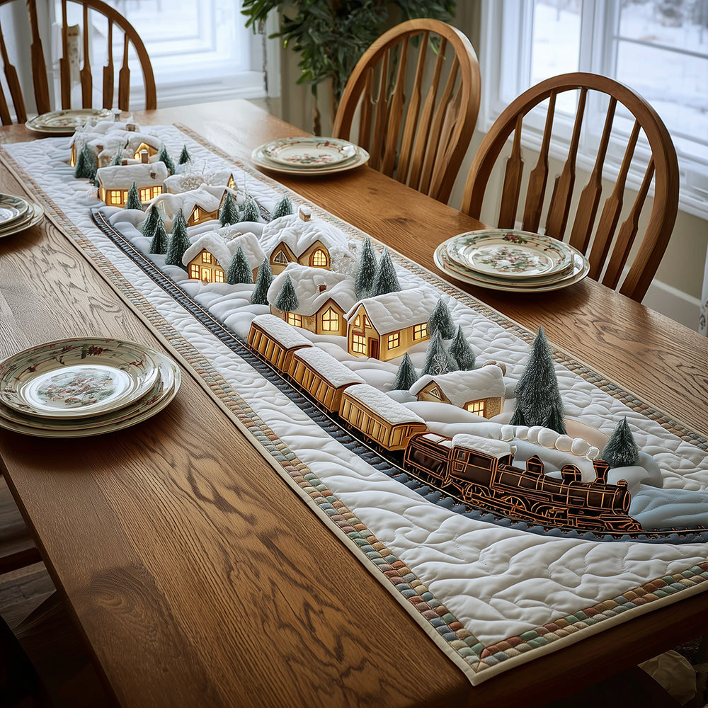 Winter Train Quilted Table Runner VTQ-Myprintsy