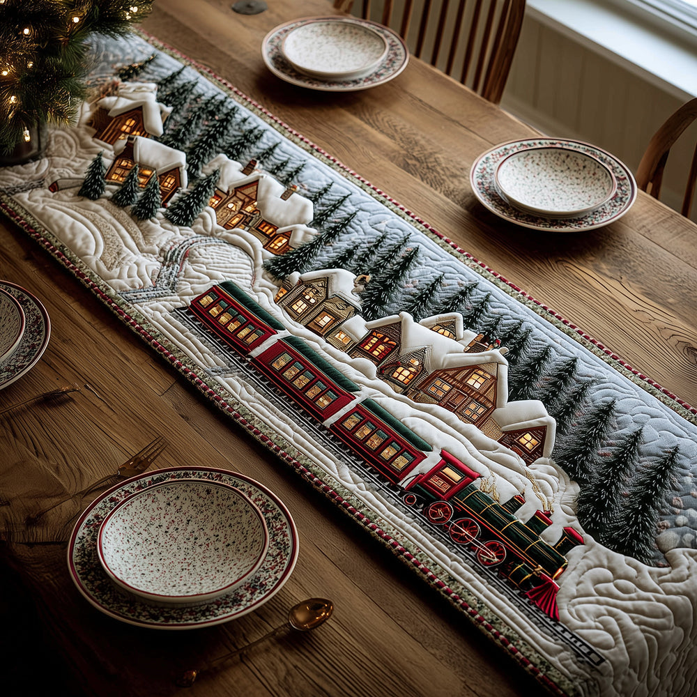 Winter Train Quilted Table Runner VTQ-Myprintsy