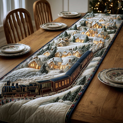 Winter Train Quilted Table Runner VTQ-Myprintsy