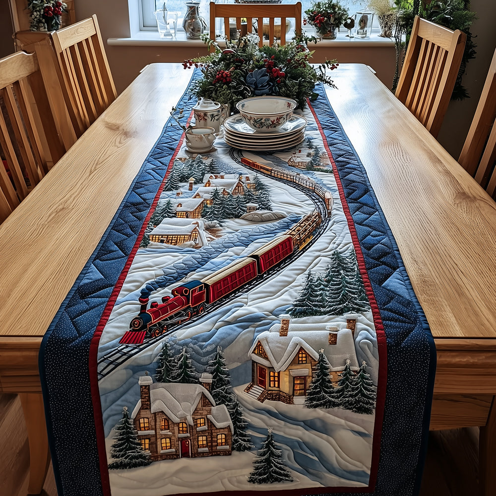 Winter Train Quilted Table Runner VTQ-Myprintsy