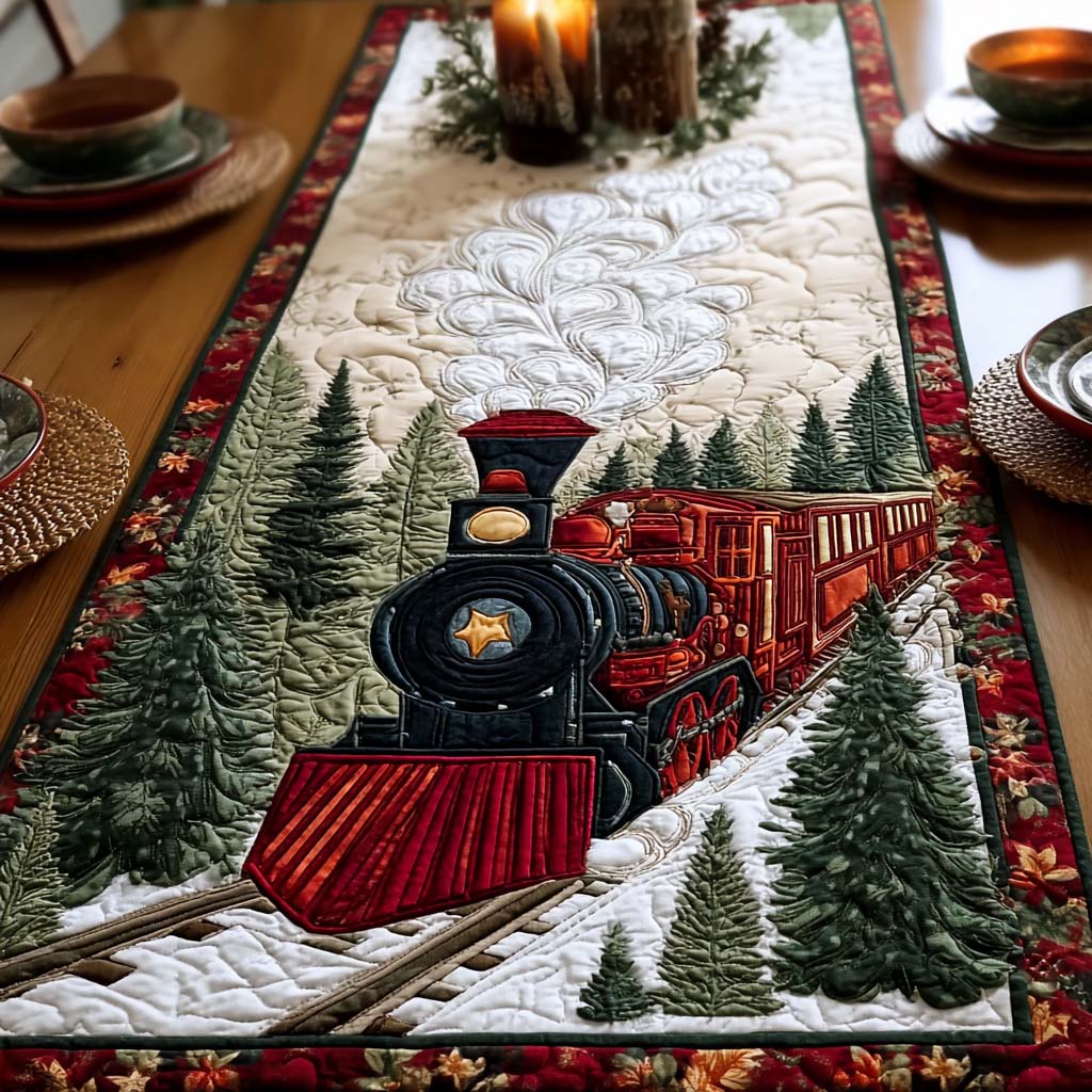 Winter Train Quilted Table Runner VTQ-Myprintsy