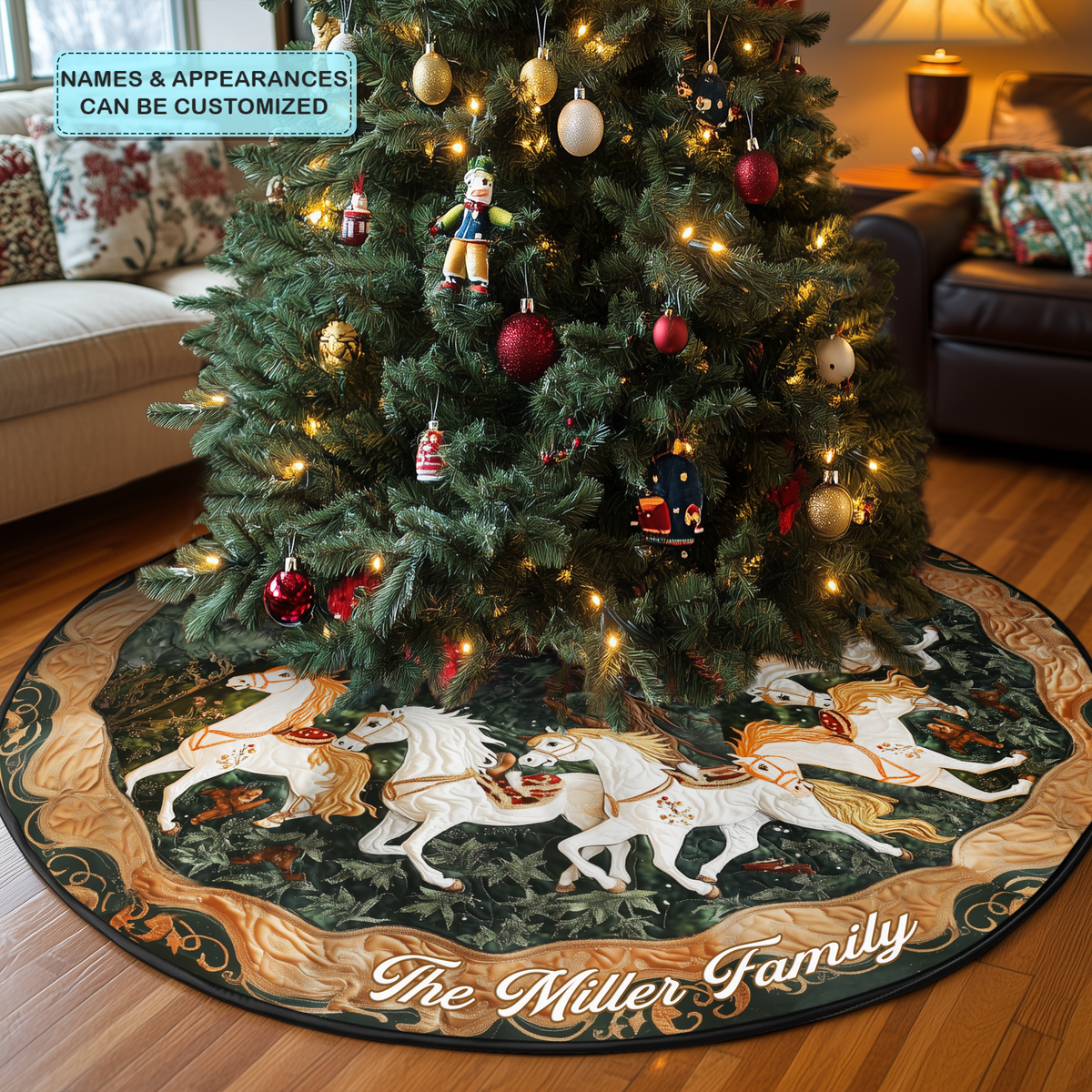 Winter Trot Personalized Custom Quilted Tree Skirt VTQ-Myprintsy