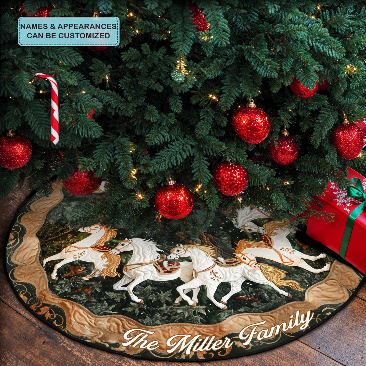 Winter Trot Personalized Custom Quilted Tree Skirt VTQ-Myprintsy