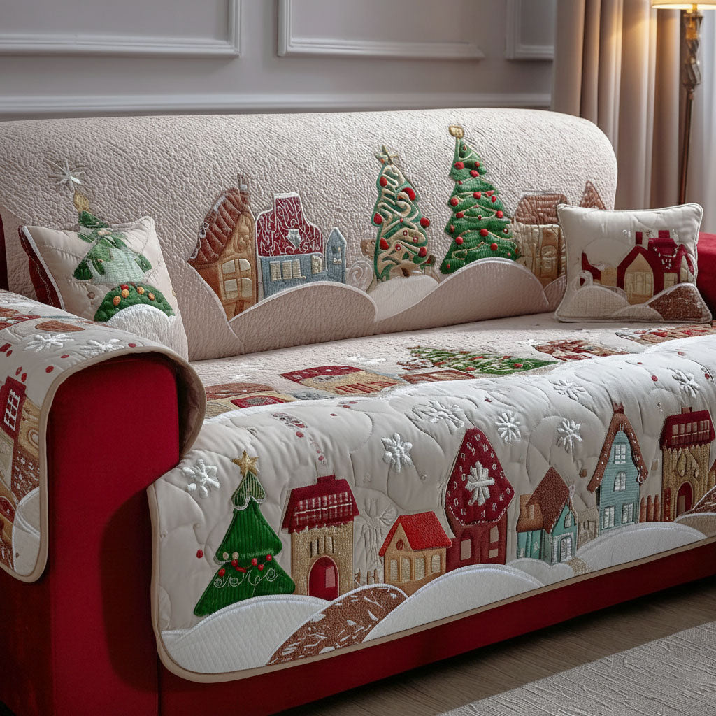 Winter Village Lane Quilted Sofa Cover VTQ-Myprintsy