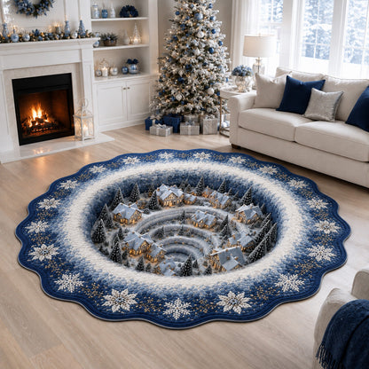 Winter Vortex Village Custom Shape Area Rug VTQ-Myprintsy