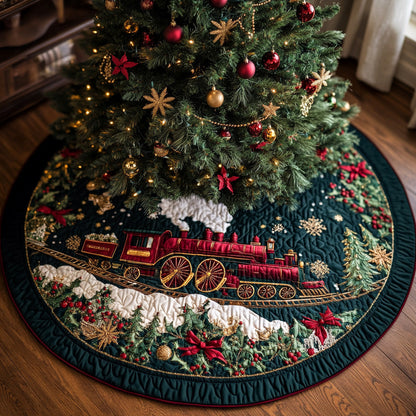 Winterline Express Quilted Christmas Tree Skirt-Myprintsy