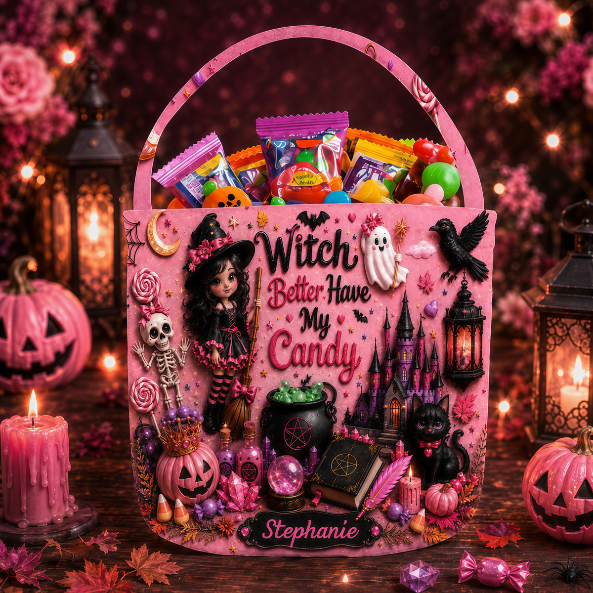 Witch Better Have My Candy - Personalized Pink Halloween Candy Bag - Gift For Halloween-Myprintsy