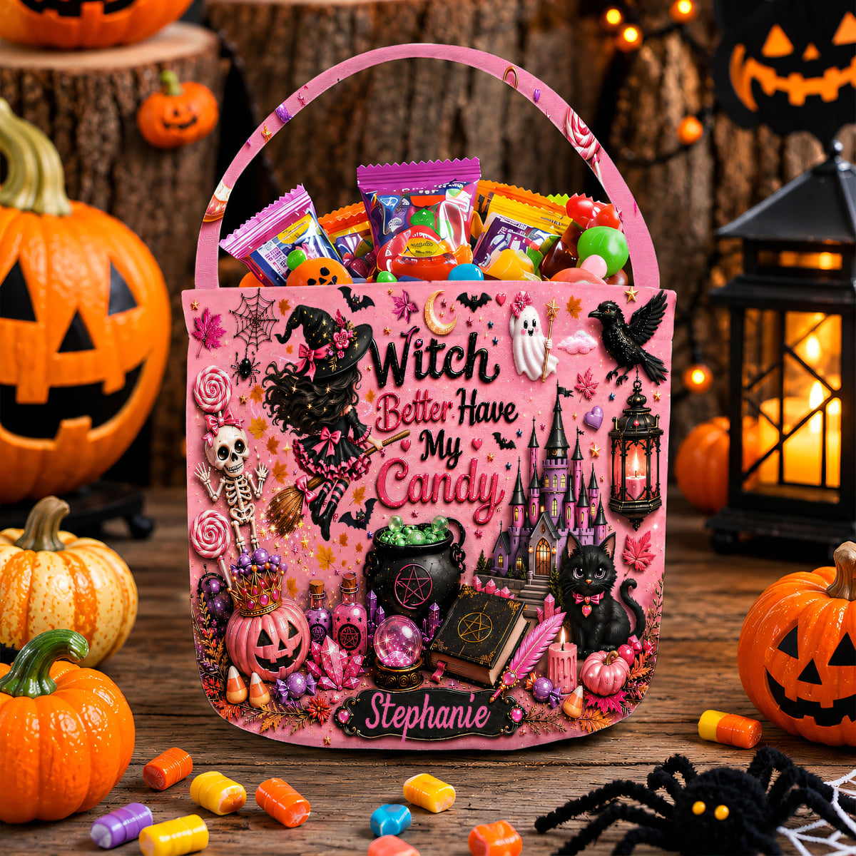 Witch Better Have My Candy - Personalized Pink Halloween Candy Bag - Gift For Halloween-Myprintsy