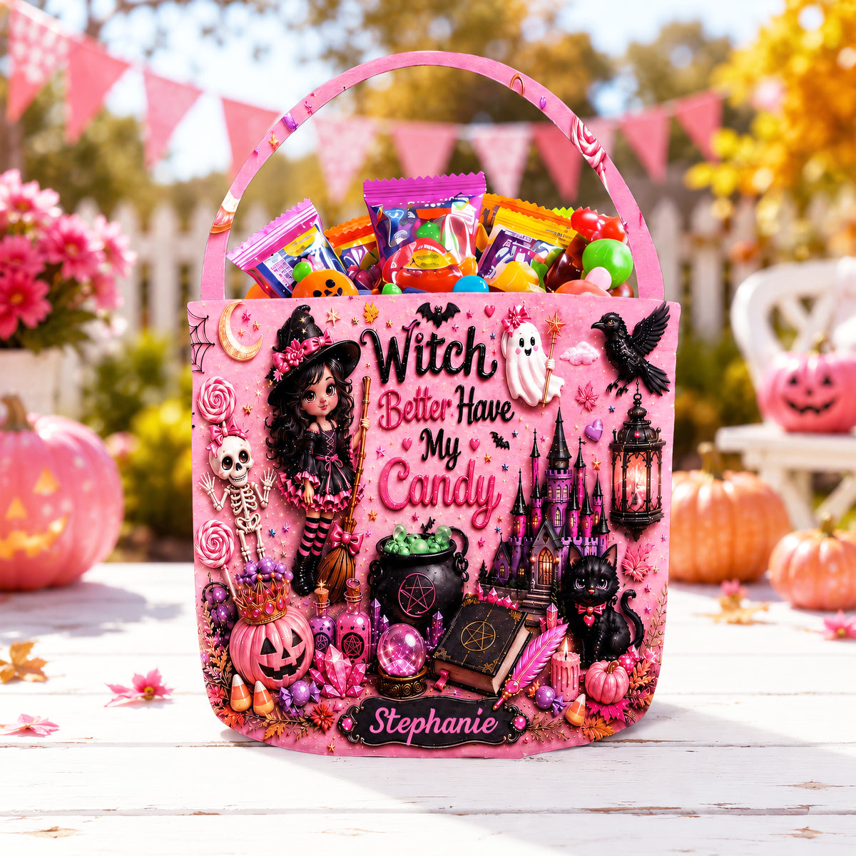 Witch Better Have My Candy - Personalized Pink Halloween Candy Bag - Gift For Halloween-Myprintsy