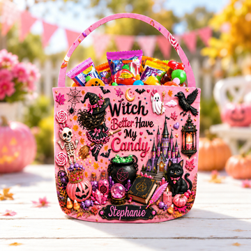 Witch Better Have My Candy - Personalized Pink Halloween Candy Bag - Gift For Halloween-Myprintsy