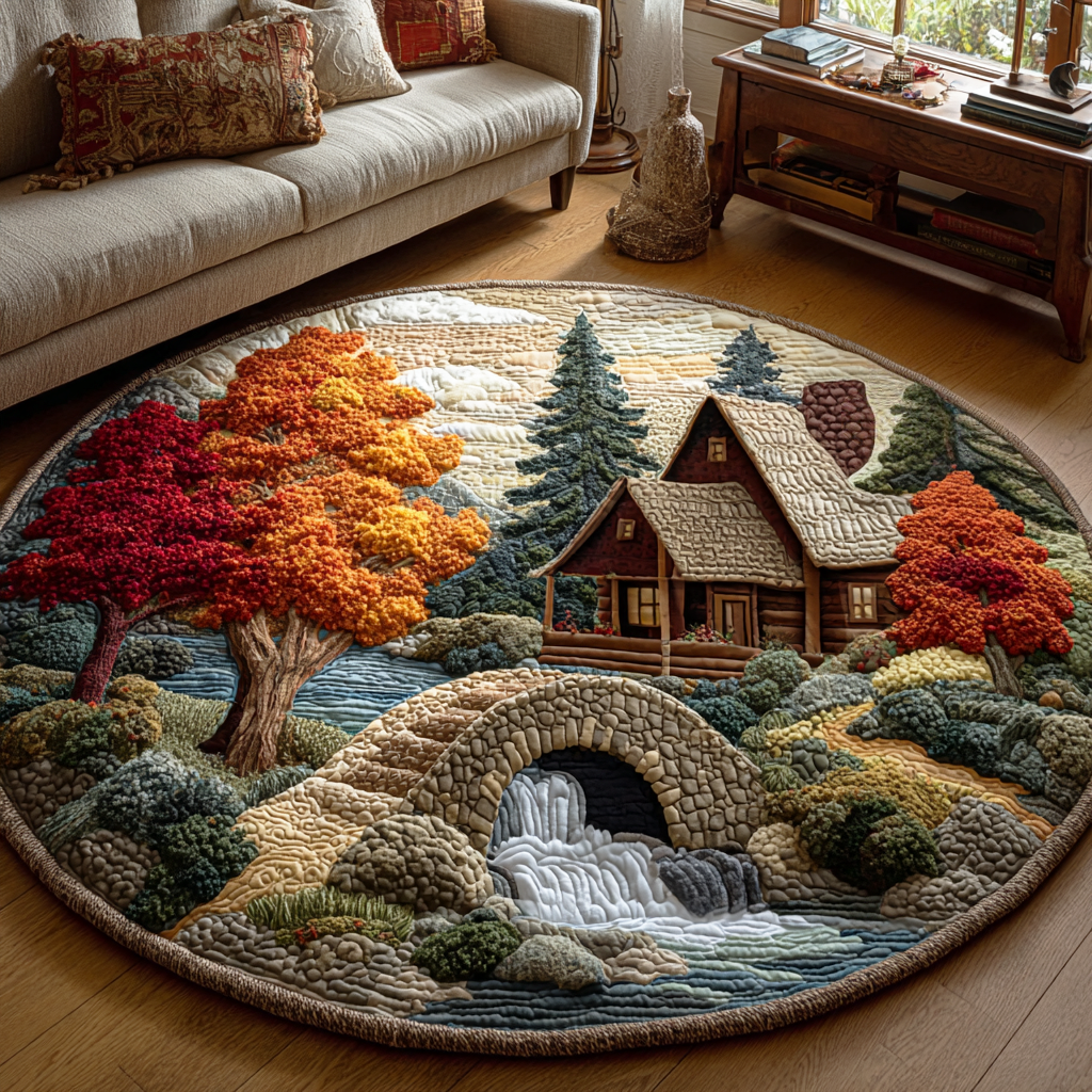 Woodland Rustic Shade Quilted Round Mat VTQ-Myprintsy