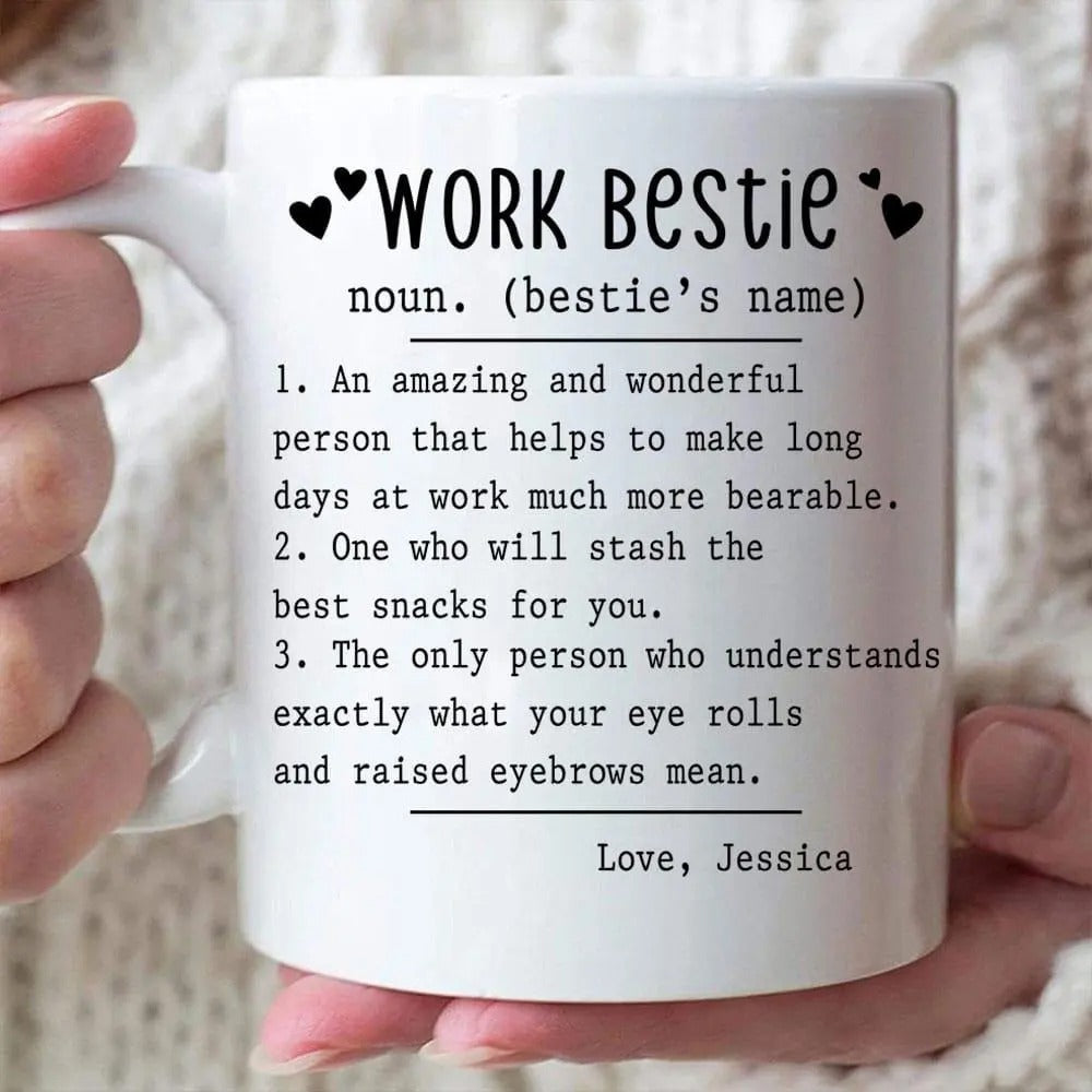 Work Bestie Definition Mug, Coworker Gift Mug, Bestie Birthday Mug, Personalized Best Friend Mug, Colleague Gift, Work Bestie Gift-Myprintsy