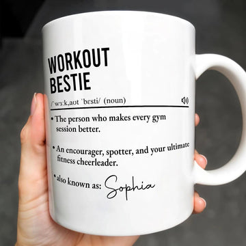 Workout Bestie The Person Who Makes Every Gym Session Better Mug - Personalized Coffee Mug - Gift For Gym Lovers-Myprintsy