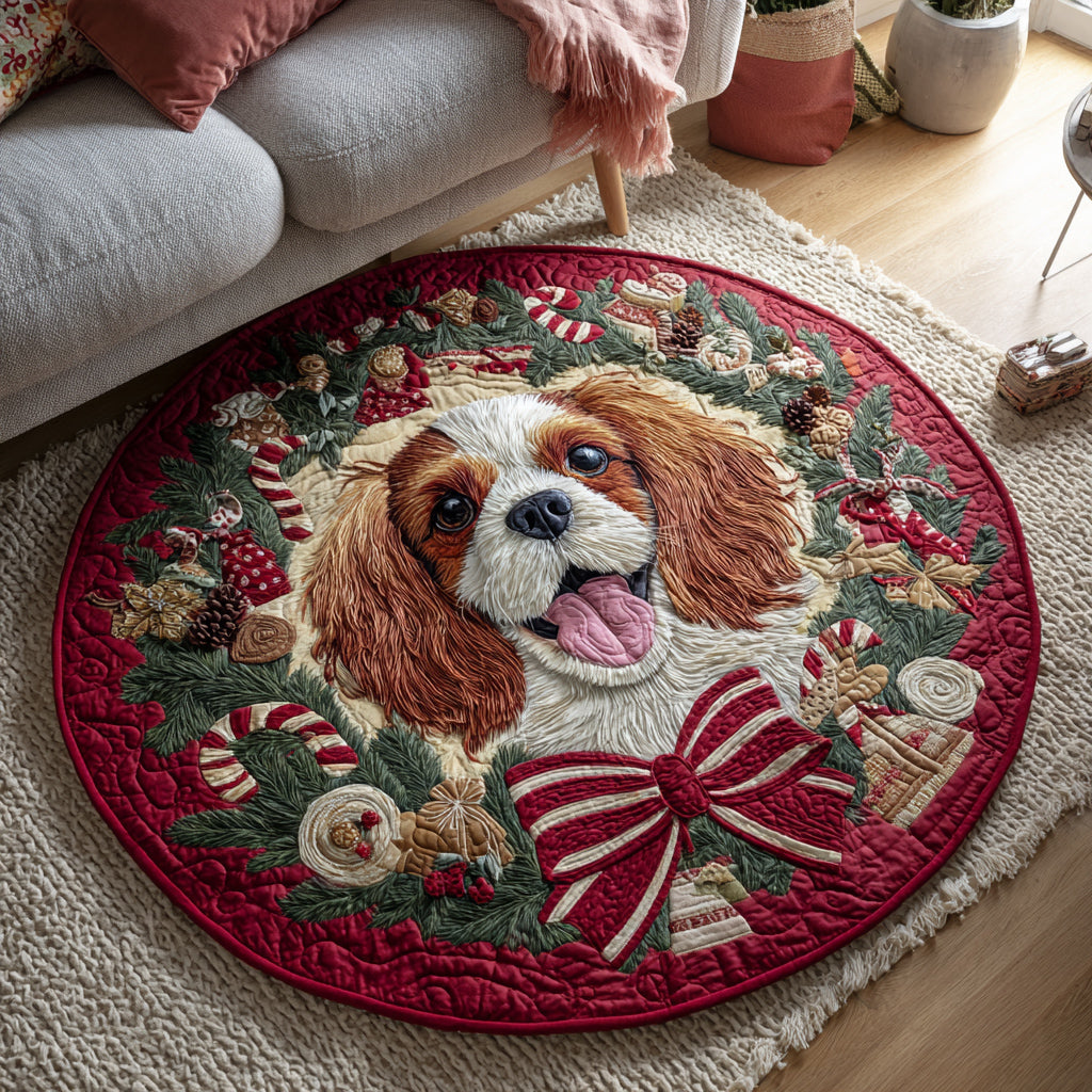 Wreath King Charles Quilted Round Mat VTQ-Myprintsy