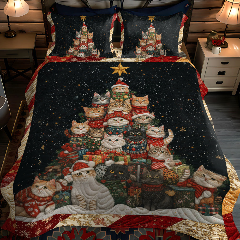 Xmas Cats -Piece Quilted Bedding Set VTQ-Myprintsy