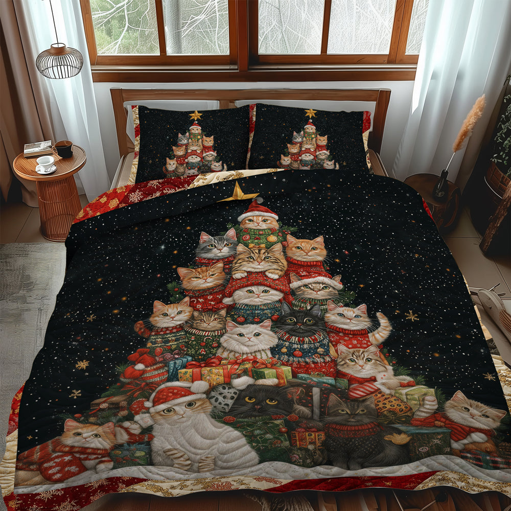 Xmas Cats -Piece Quilted Bedding Set VTQ-Myprintsy