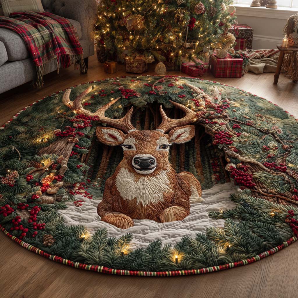 Xmas Cave Quilted Round Mat VTQ-Myprintsy