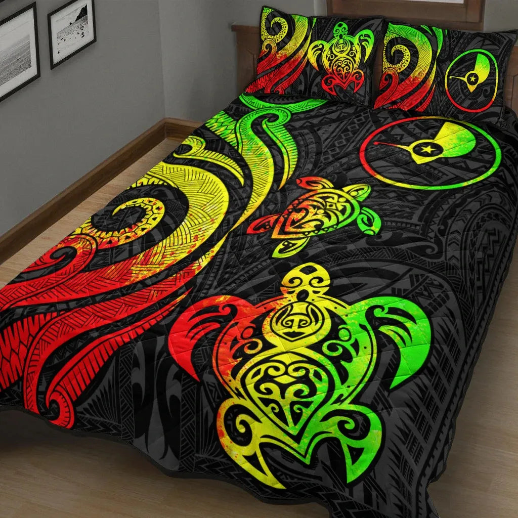 Yap Quilt Bed Set - Reggae Tentacle Turtle-Myprintsy
