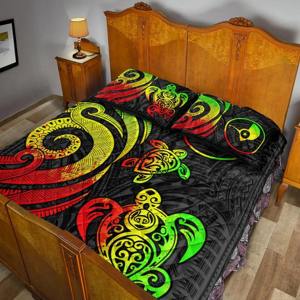 Yap Quilt Bed Set - Reggae Tentacle Turtle-Myprintsy