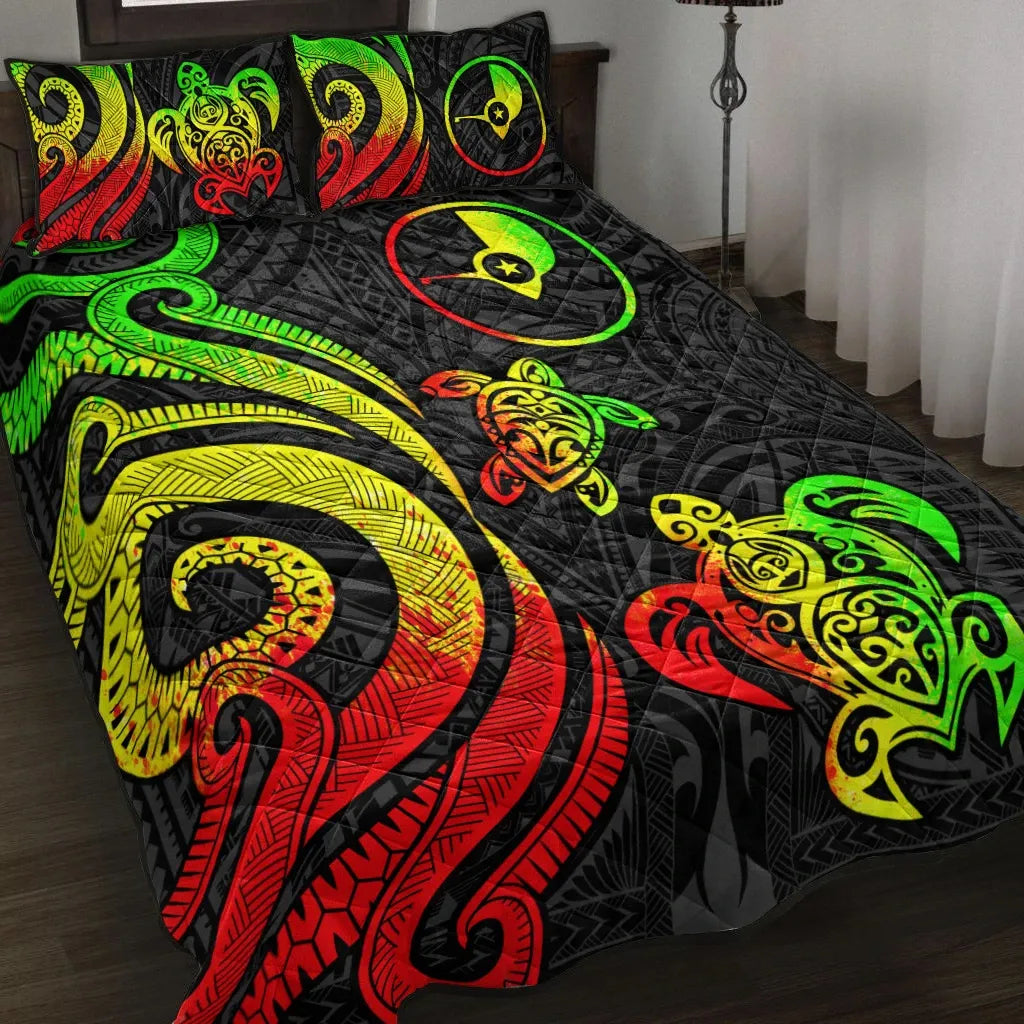 Yap Quilt Bed Set - Reggae Tentacle Turtle-Myprintsy