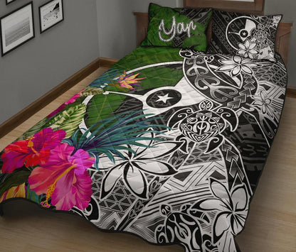 Yap Quilt Bed Set - Turtle Plumeria Banana Leaf-Myprintsy