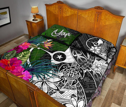 Yap Quilt Bed Set - Turtle Plumeria Banana Leaf-Myprintsy
