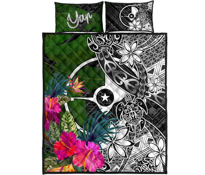 Yap Quilt Bed Set - Turtle Plumeria Banana Leaf-Myprintsy