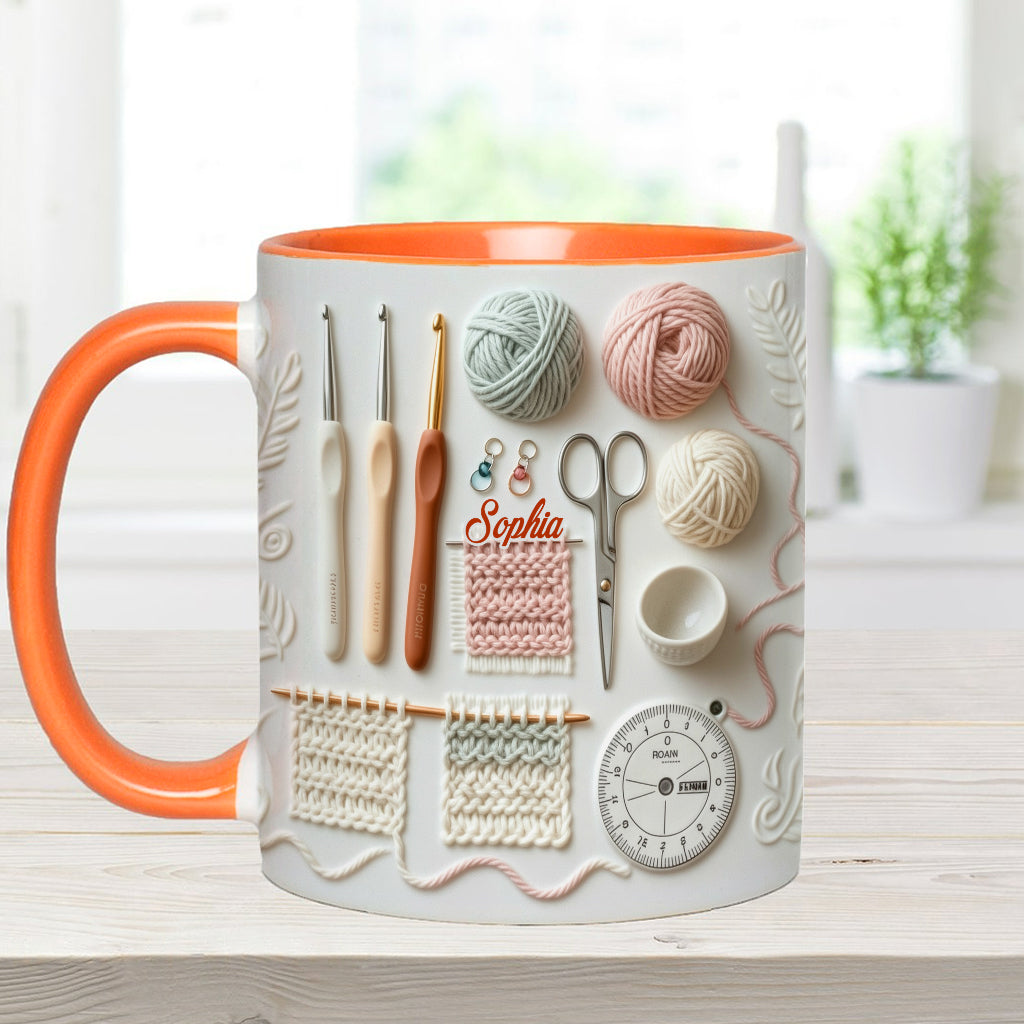 Yarn & Crocheting Love - Personalized Accent Mug - Perfect Gift For Crocheting Lovers-Myprintsy
