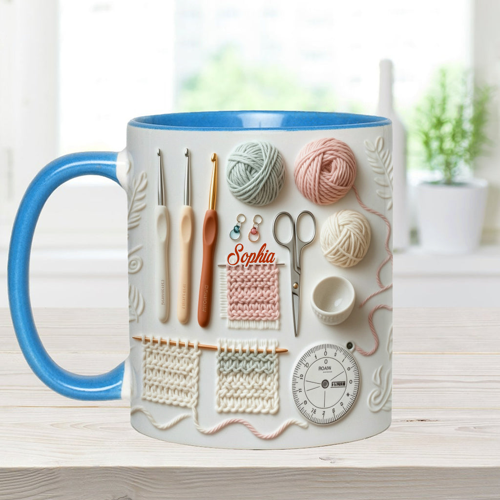 Yarn & Crocheting Love - Personalized Accent Mug - Perfect Gift For Crocheting Lovers-Myprintsy