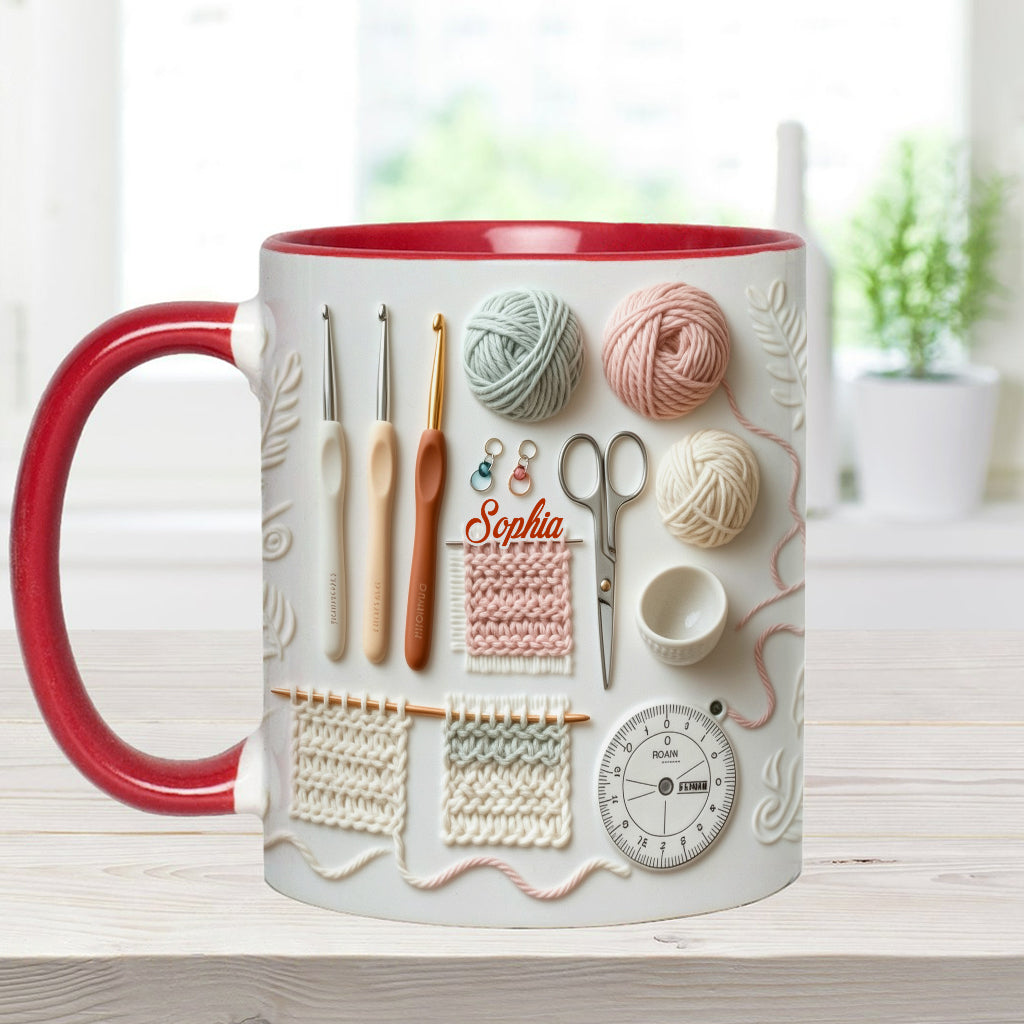 Yarn & Crocheting Love - Personalized Accent Mug - Perfect Gift For Crocheting Lovers-Myprintsy
