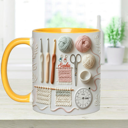 Yarn & Crocheting Love - Personalized Accent Mug - Perfect Gift For Crocheting Lovers-Myprintsy