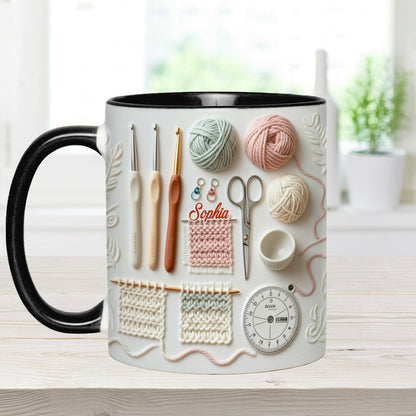 Yarn & Crocheting Love - Personalized Accent Mug - Perfect Gift For Crocheting Lovers-Myprintsy