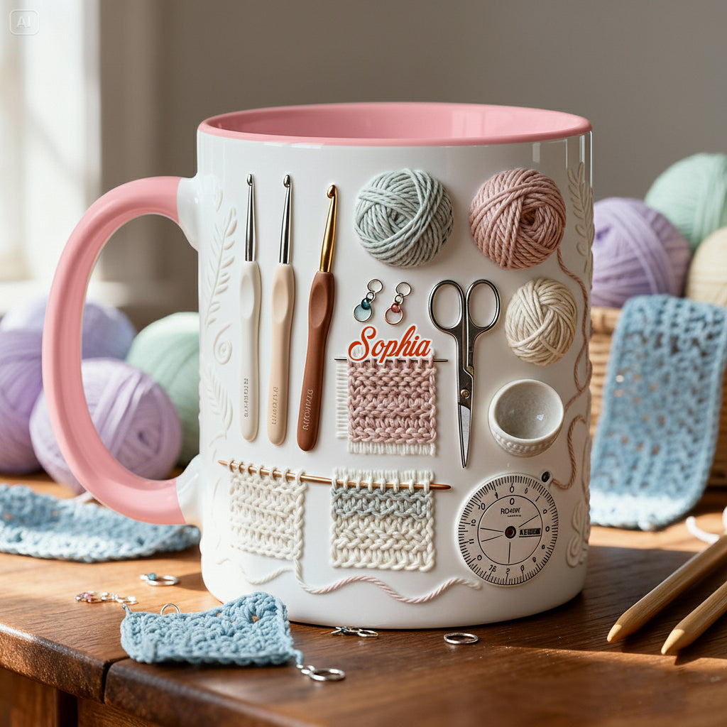 Yarn & Crocheting Love - Personalized Accent Mug - Perfect Gift For Crocheting Lovers-Myprintsy