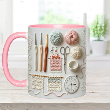Yarn & Crocheting Love - Personalized Accent Mug - Perfect Gift For Crocheting Lovers-Myprintsy