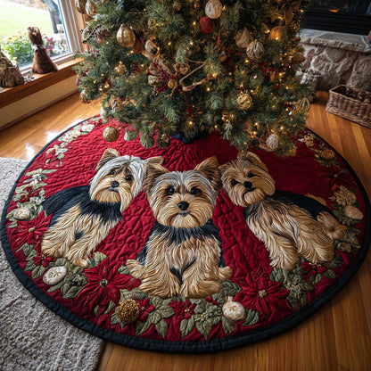 Yorkie Magic Quilted Christmas Tree Skirt VTQ-Myprintsy