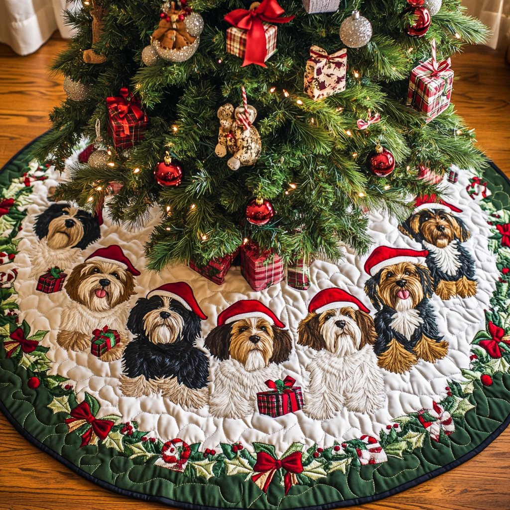 Yorkshire Christmas Charm Christmas Quilted Tree Skirt-Myprintsy
