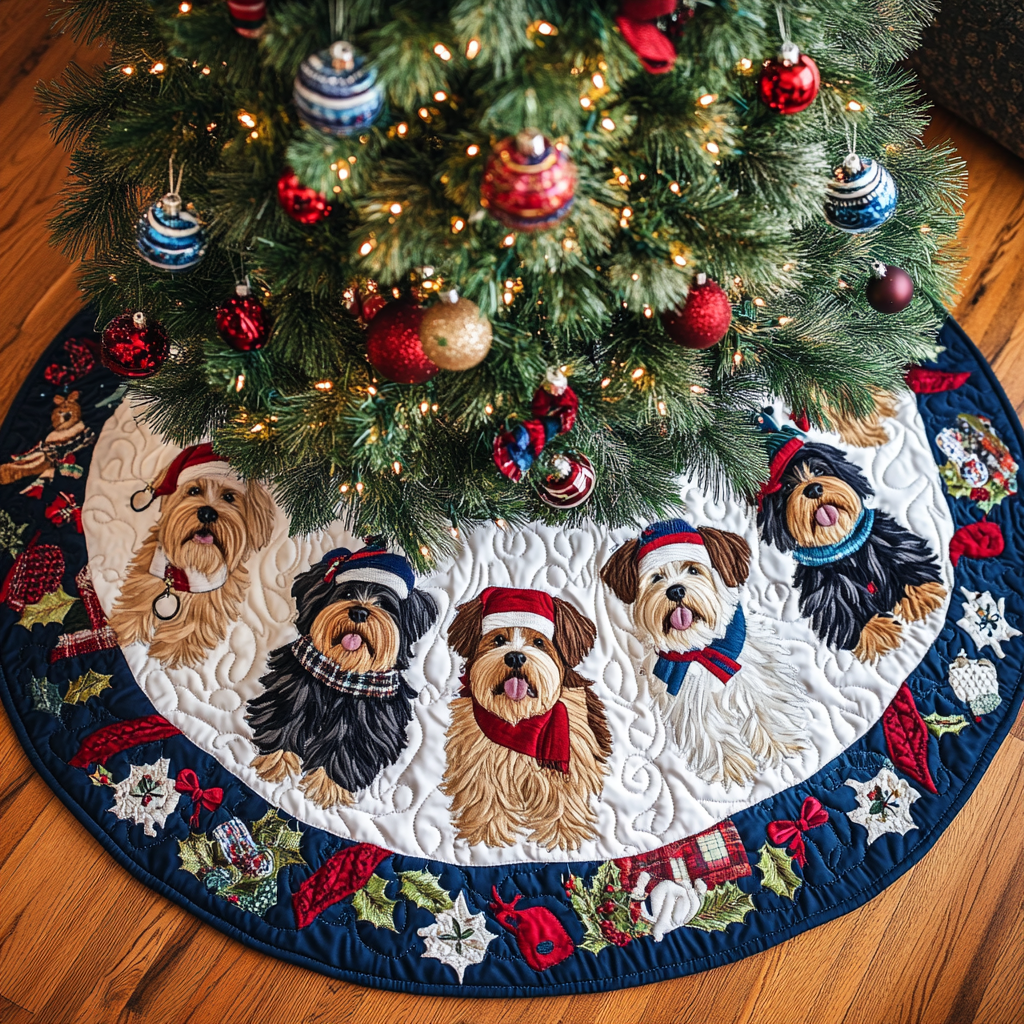 Yorkshire Holiday Joy Christmas Quilted Tree Skirt-Myprintsy