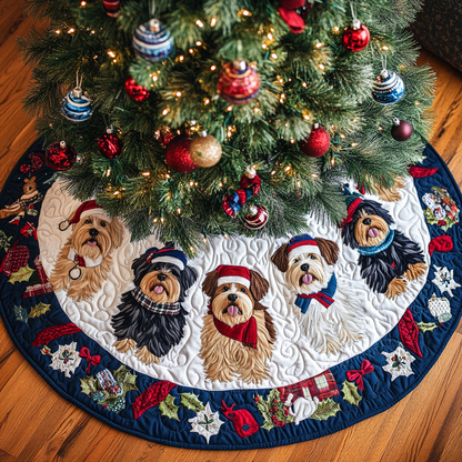 Yorkshire Holiday Joy Christmas Quilted Tree Skirt-Myprintsy