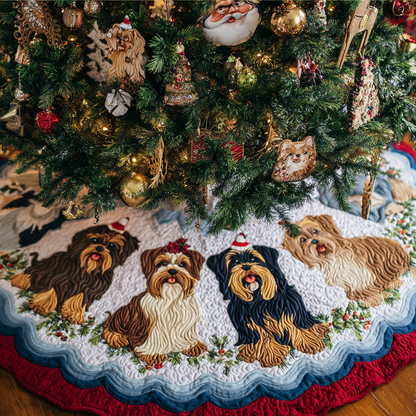 Yorkshires Blessing Christmas Quilted Tree Skirt-Myprintsy
