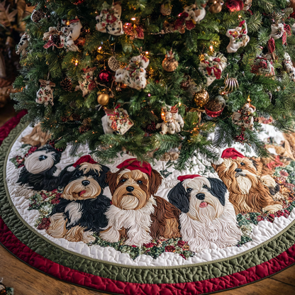 Yorkshires Dream Christmas Quilted Tree Skirt-Myprintsy