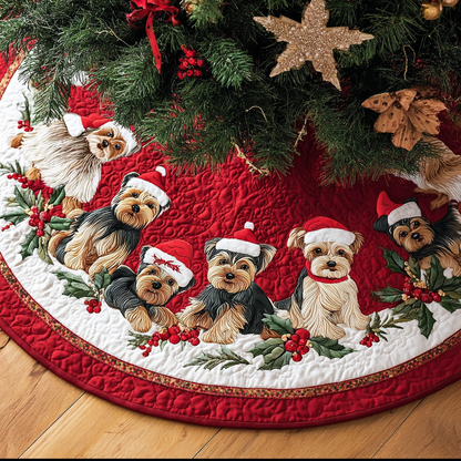 Yorkshires Glow Christmas Quilted Tree Skirt-Myprintsy