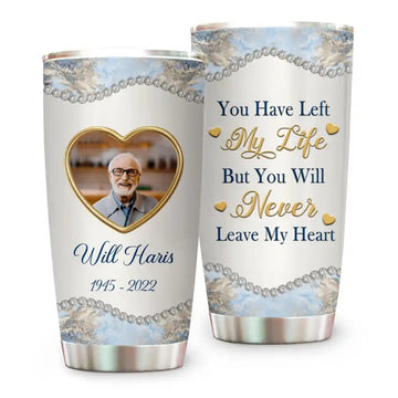 You Have Left My Life But You Will Never Leave My Heart, Personalized Memorial Upload Photo Tumbler, Memories In Heaven-Myprintsy
