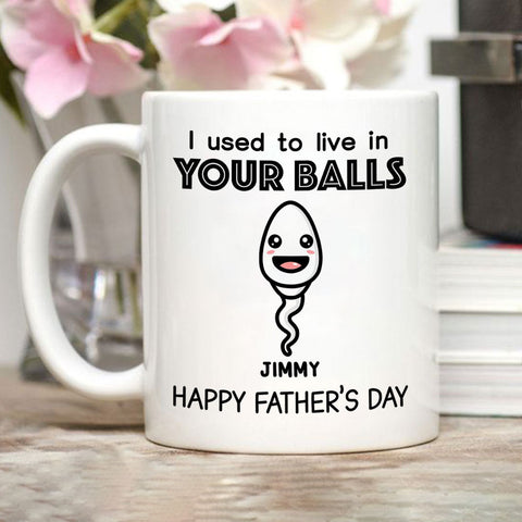 You Used To Live In Your Balls Happy Father's Day Mug - Personalized Ceramic Mug-Myprintsy