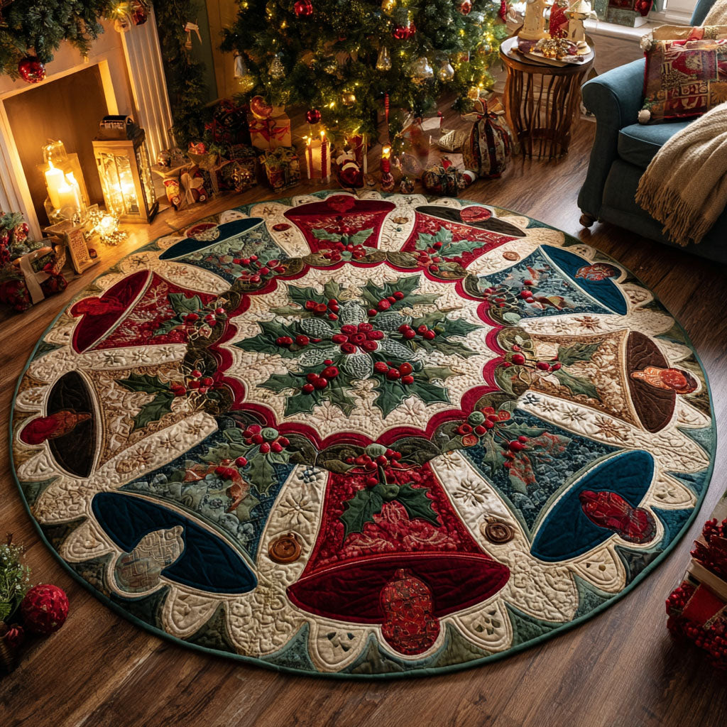 Yuletide Bells Quilted Round Mat VTQ-Myprintsy