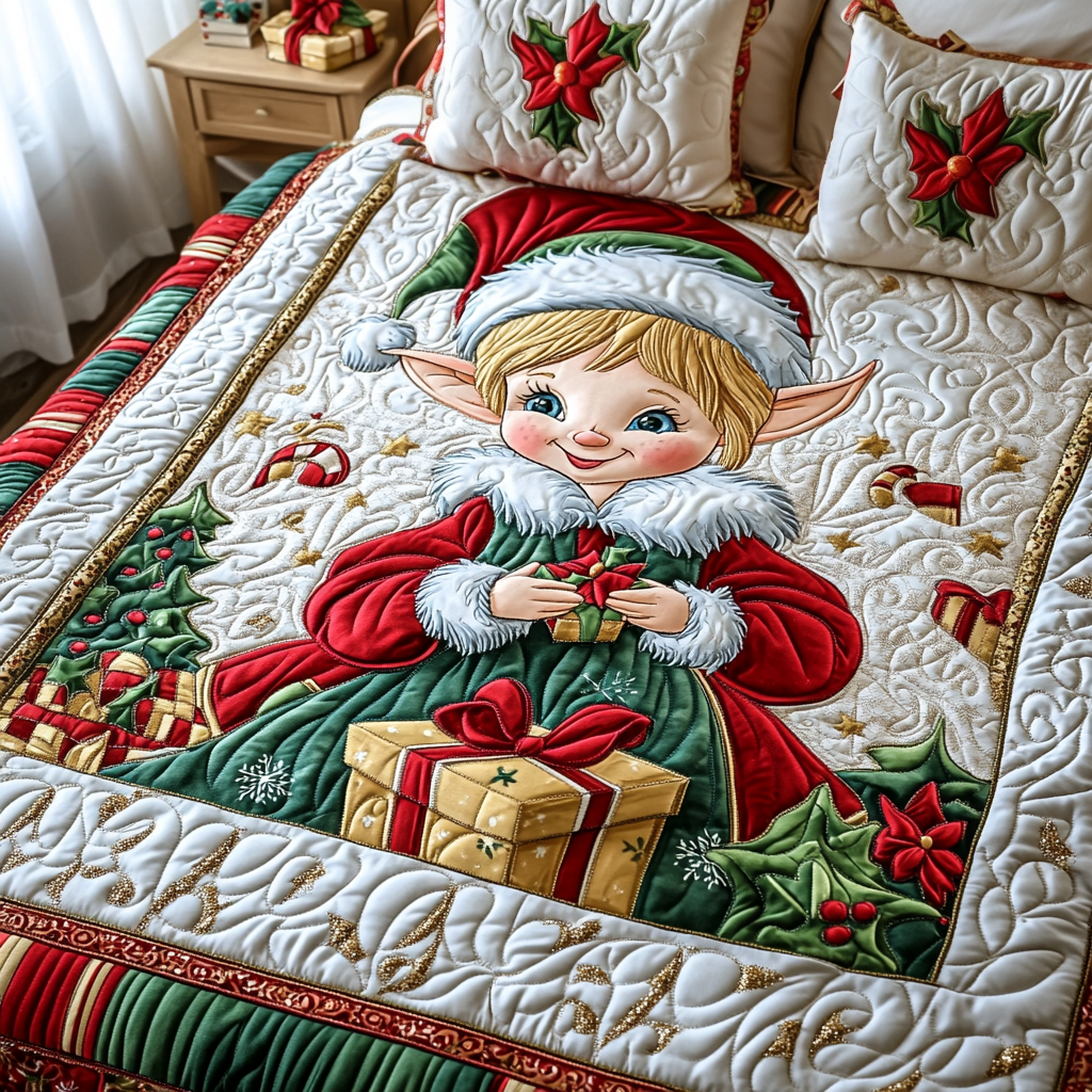 Yuletide Elf -Piece Quilted Bedding Set VTQ-Myprintsy
